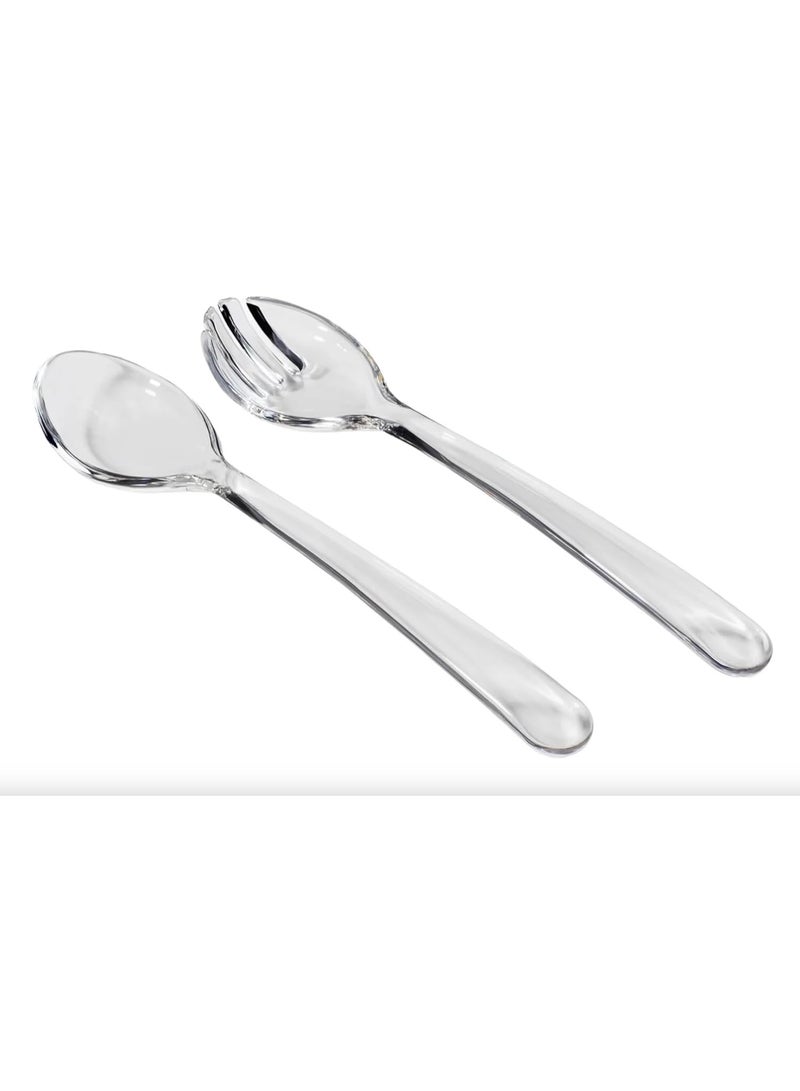 أوركيد طقم ملاعق سلطة أكريليك بتصميم زهرة الأوركيد، ملاعق تقديم شفافة للفواكه والسلطة، ملاعق تقديم للبوفيه، ملعقة معكرونة بلاستيكية، أدوات مطبخ خفيفة الوزن ومتينة لتقديم الطعام. - Image 1